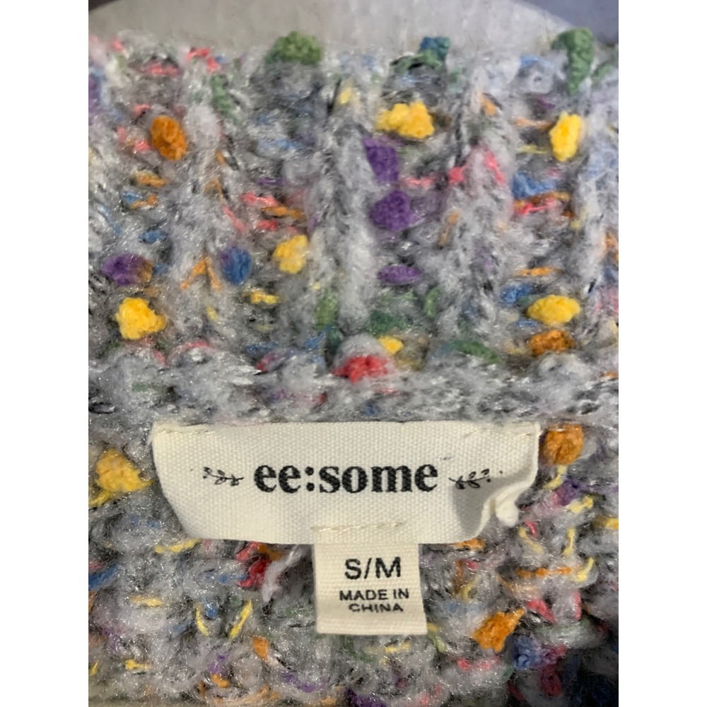 eesome Women Multicolor Confetti Cable Knit Mock Turtleneck Sweater Size S/M - Picture 3 of 9